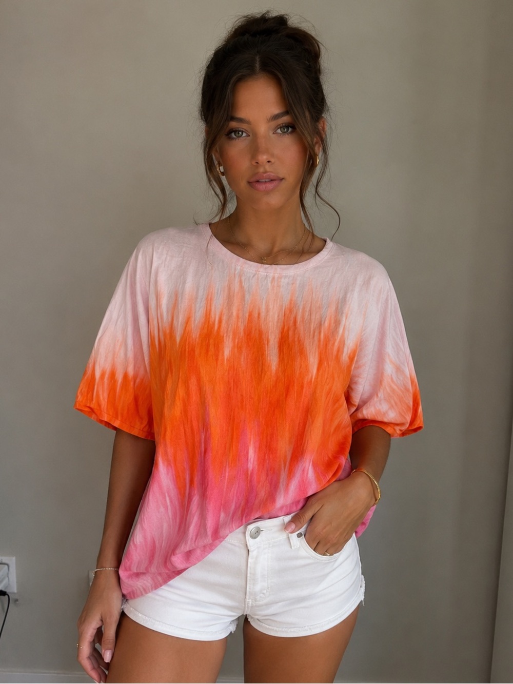 Vince Camuto Pink Orange Tie Dye Blouse Size 1X